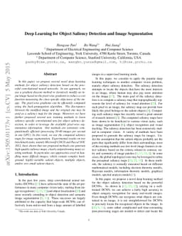 Deep Learning for Object Saliency Detection and Image Segmentation