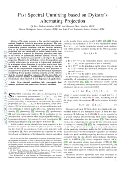 Fast Spectral Unmixing based on Dykstra's Alternating Projection