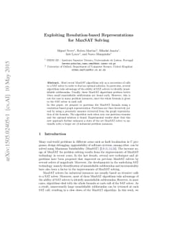 Exploiting Resolution-based Representations for MaxSAT Solving