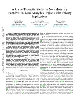 A Game-Theoretic Study on Non-Monetary Incentives in Data Analytics
  Projects with Privacy Implications