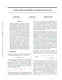 Towards stability and optimality in stochastic gradient descent