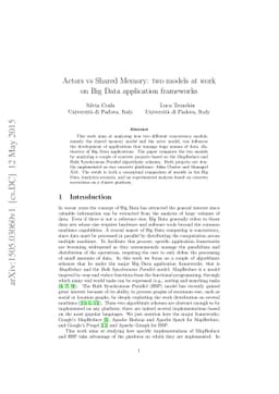Actors vs Shared Memory: two models at work on Big Data application
  frameworks