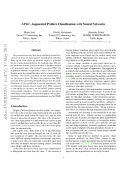 APAC: Augmented PAttern Classification with Neural Networks