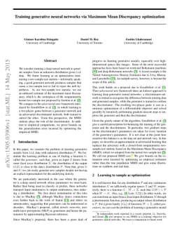 Training generative neural networks via Maximum Mean Discrepancy
  optimization