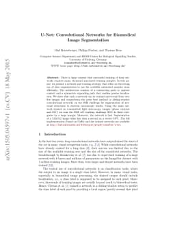 U-Net: Convolutional Networks for Biomedical Image Segmentation