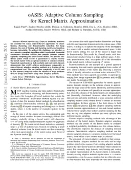 oASIS: Adaptive Column Sampling for Kernel Matrix Approximation