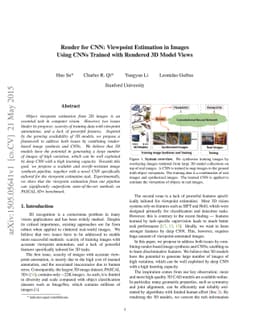 Render for CNN: Viewpoint Estimation in Images Using CNNs Trained with
  Rendered 3D Model Views