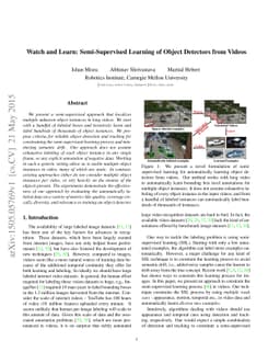 Watch and Learn: Semi-Supervised Learning of Object Detectors from
  Videos