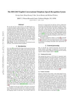 The IBM 2015 English Conversational Telephone Speech Recognition System