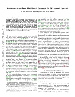Communication-Free Distributed Coverage for Networked Systems