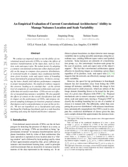 An Empirical Evaluation of Current Convolutional Architectures' Ability
  to Manage Nuisance Location and Scale Variability