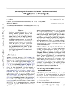 A trust-region method for stochastic variational inference with
  applications to streaming data