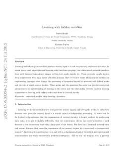 Learning with hidden variables