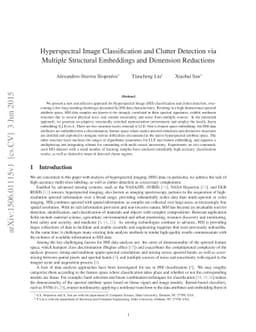 Hyperspectral Image Classification and Clutter Detection via Multiple
  Structural Embeddings and Dimension Reductions