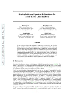 Semidefinite and Spectral Relaxations for Multi-Label Classification
