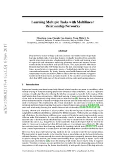 Learning Multiple Tasks with Multilinear Relationship Networks