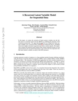 A Recurrent Latent Variable Model for Sequential Data