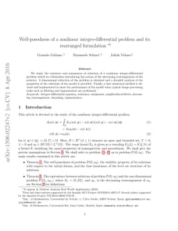 Well-posedness of a nonlinear integro-differential problem and its
  rearranged formulation