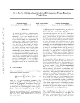 DUAL-LOCO: Distributing Statistical Estimation Using Random Projections