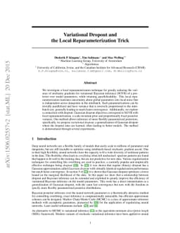 Variational Dropout and the Local Reparameterization Trick
