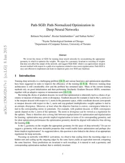 Path-SGD: Path-Normalized Optimization in Deep Neural Networks