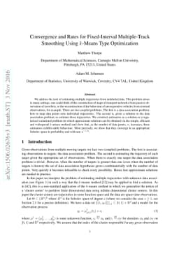 Convergence and Rates for Fixed-Interval Multiple-Track Smoothing Using
  $k$-Means Type Optimization