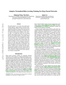 Adaptive Normalized Risk-Averting Training For Deep Neural Networks