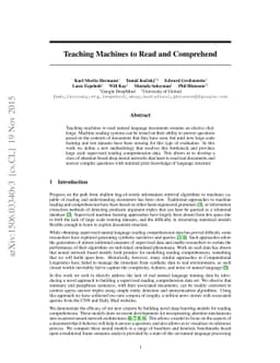 Teaching Machines to Read and Comprehend