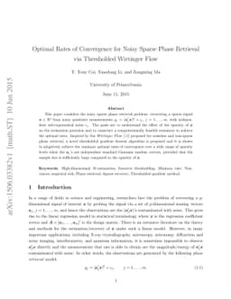 Optimal Rates of Convergence for Noisy Sparse Phase Retrieval via
  Thresholded Wirtinger Flow