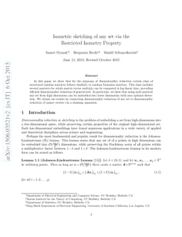 Isometric sketching of any set via the Restricted Isometry Property
