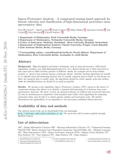 Sparse Proteomics Analysis - A compressed sensing-based approach for
  feature selection and classification of high-dimensional proteomics mass
  spectrometry data