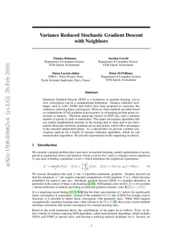 Variance Reduced Stochastic Gradient Descent with Neighbors