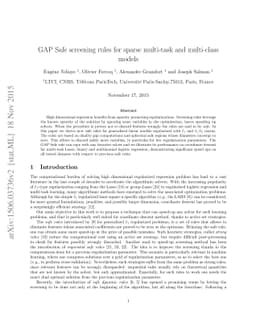 GAP Safe screening rules for sparse multi-task and multi-class models
