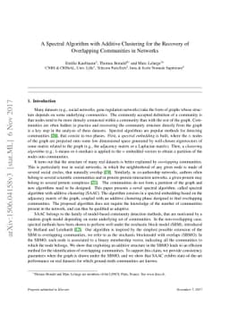 A Spectral Algorithm with Additive Clustering for the Recovery of
  Overlapping Communities in Networks