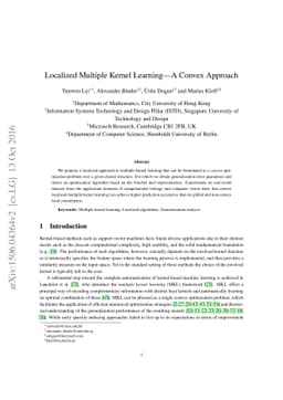 Localized Multiple Kernel Learning---A Convex Approach
