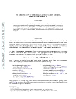 The Expected Norm of a Sum of Independent Random Matrices: An Elementary
  Approach