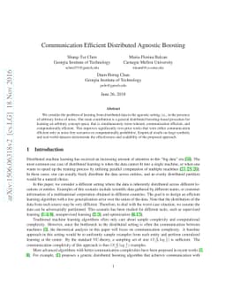 Communication Efficient Distributed Agnostic Boosting