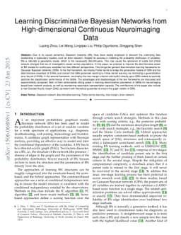 Learning Discriminative Bayesian Networks from High-dimensional
  Continuous Neuroimaging Data