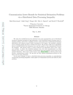 Communication Lower Bounds for Statistical Estimation Problems via a
  Distributed Data Processing Inequality