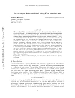 Modelling of directional data using Kent distributions