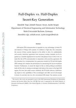 Full-Duplex vs. Half-Duplex Secret-Key Generation