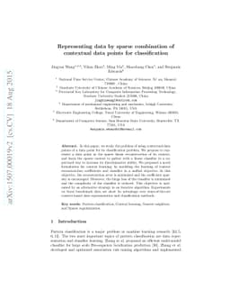 Representing data by sparse combination of contextual data points for
  classification