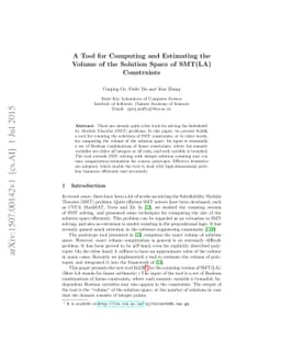 A Tool for Computing and Estimating the Volume of the Solution Space of
  SMT(LA)
