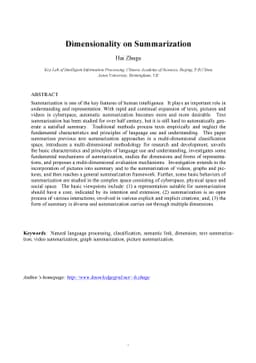 Dimensionality on Summarization