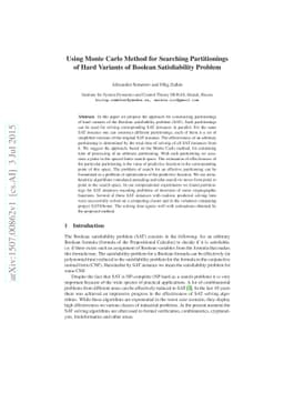 Using Monte Carlo method for searching partitionings of hard variants of
  Boolean satisfiability problem