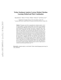Twitter Sentiment Analysis: Lexicon Method, Machine Learning Method and
  Their Combination