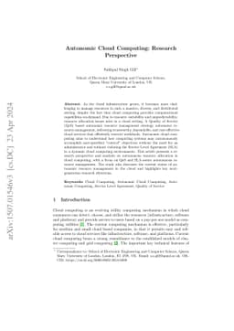 Autonomic Cloud Computing: Research Perspective