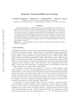 Emphatic Temporal-Difference Learning