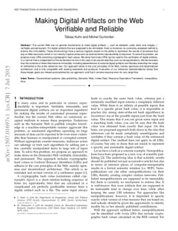 Making Digital Artifacts on the Web Verifiable and Reliable