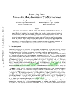 Intersecting Faces: Non-negative Matrix Factorization With New
  Guarantees